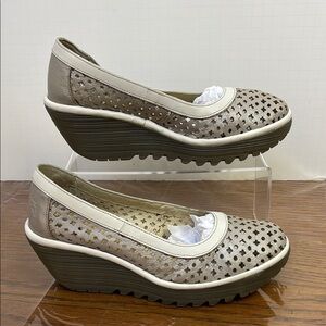 Fly London Women's Beige Wedge Shoes